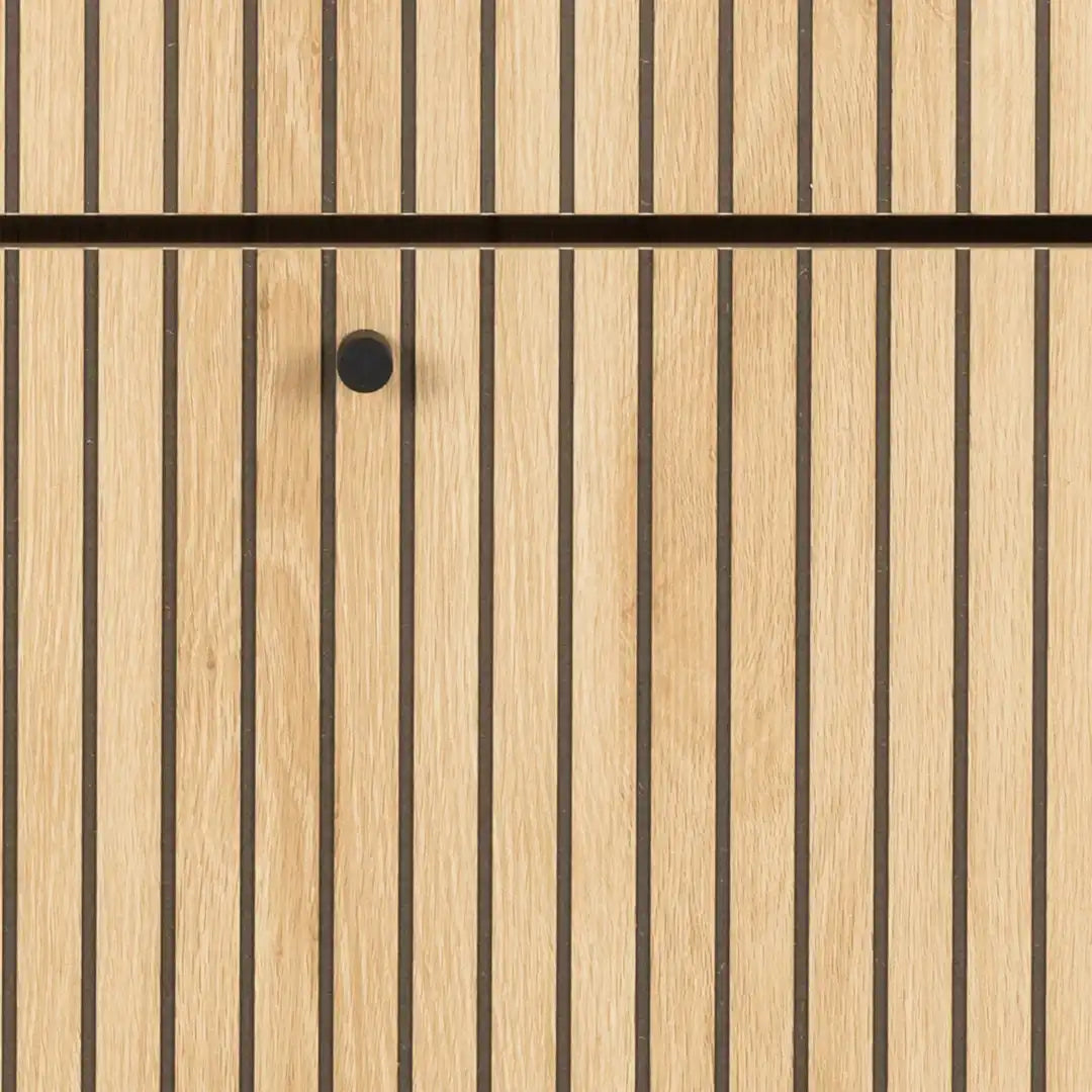 Albany Shoe Cabinet 3 Flip Down Doors in Oak/Black Legs - Price Crash Furniture