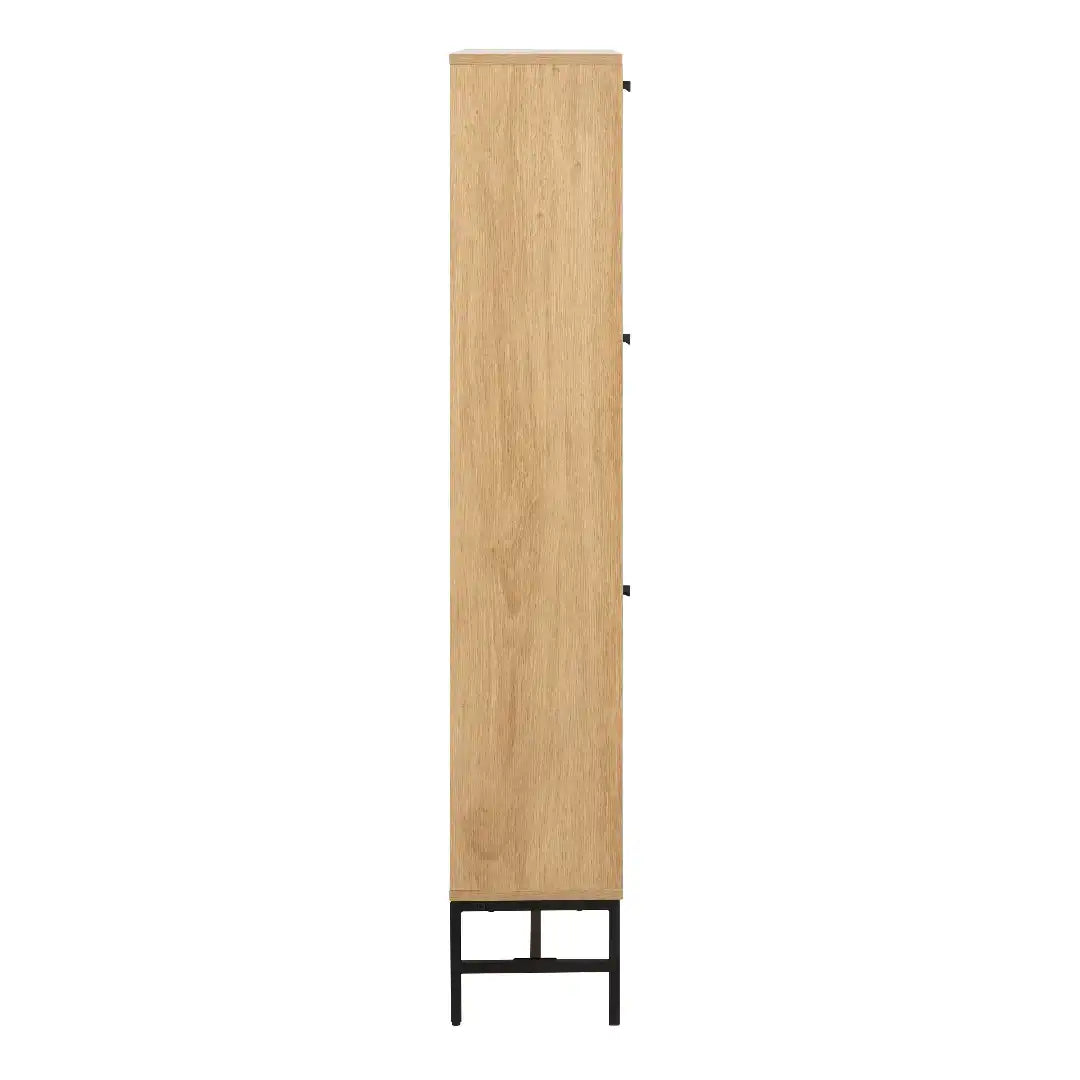 Albany Shoe Cabinet 3 Flip Down Doors in Oak/Black Legs - Price Crash Furniture