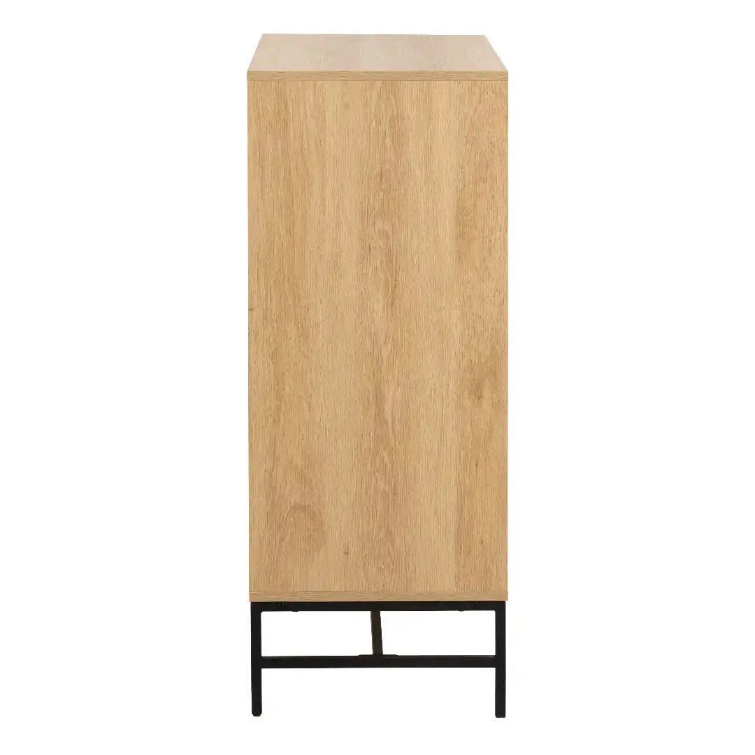Albany Chest of 4 Drawers in Oak/Black Legs - Price Crash Furniture