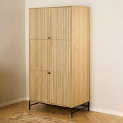 Albany Wardrobe 4 Doors in Black/Oak - Price Crash Furniture