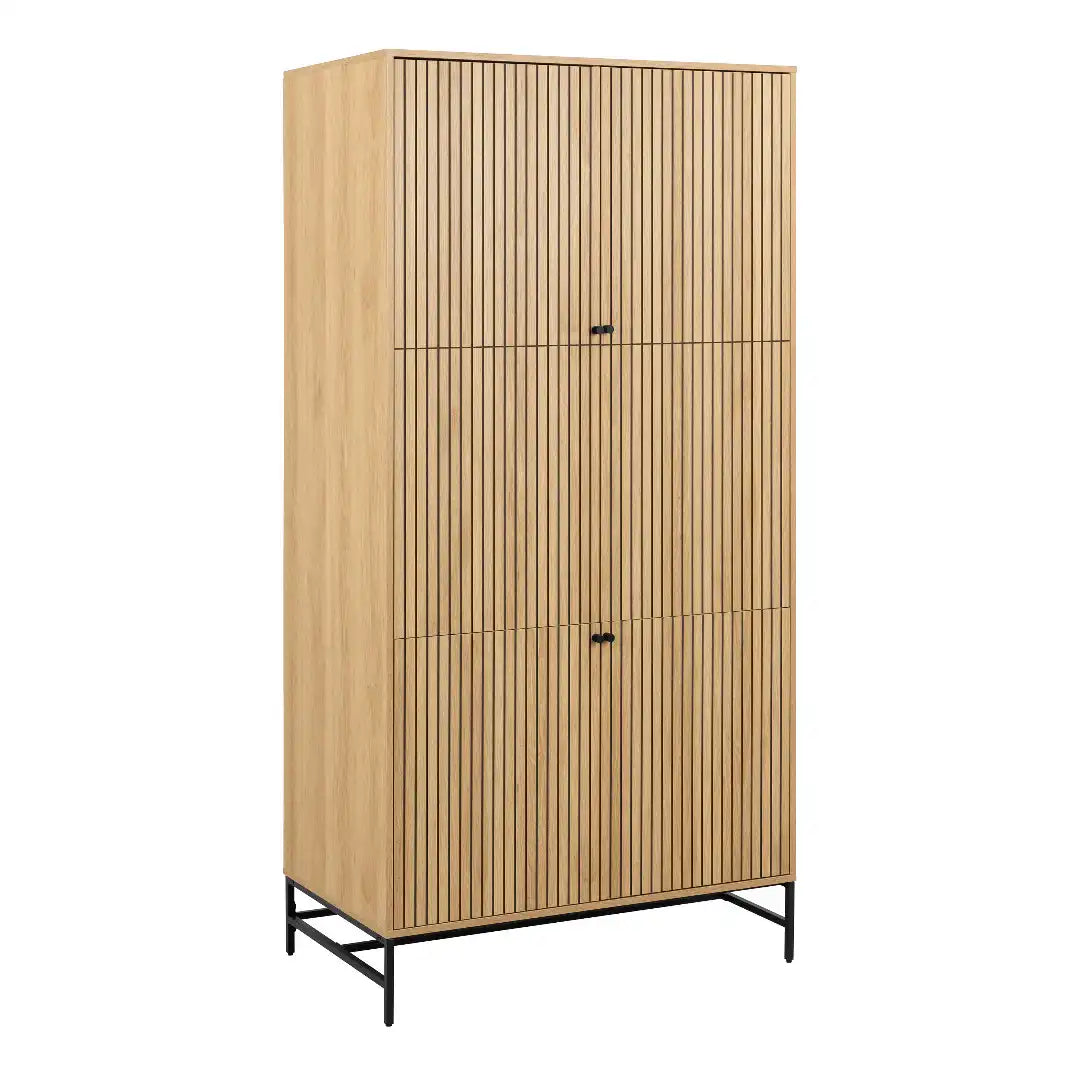 Albany Wardrobe 4 Doors in Black/Oak - Price Crash Furniture