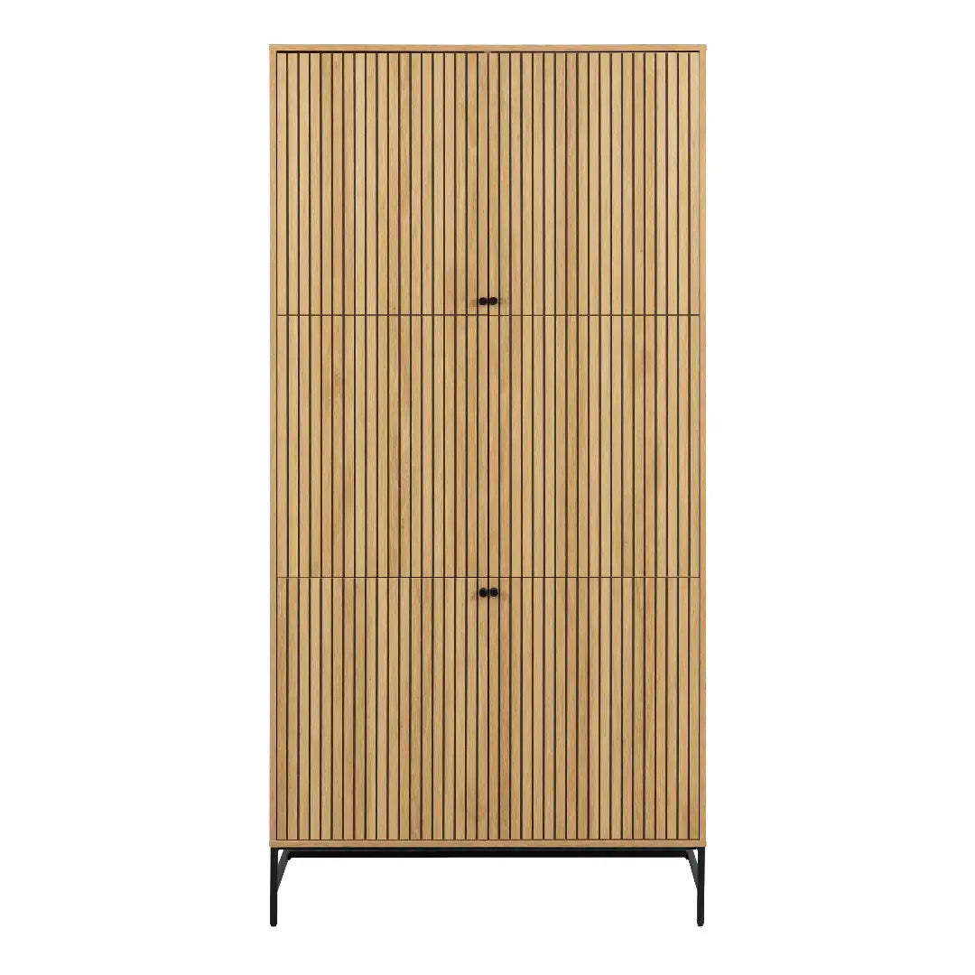 Albany Wardrobe 4 Doors in Black/Oak - Price Crash Furniture