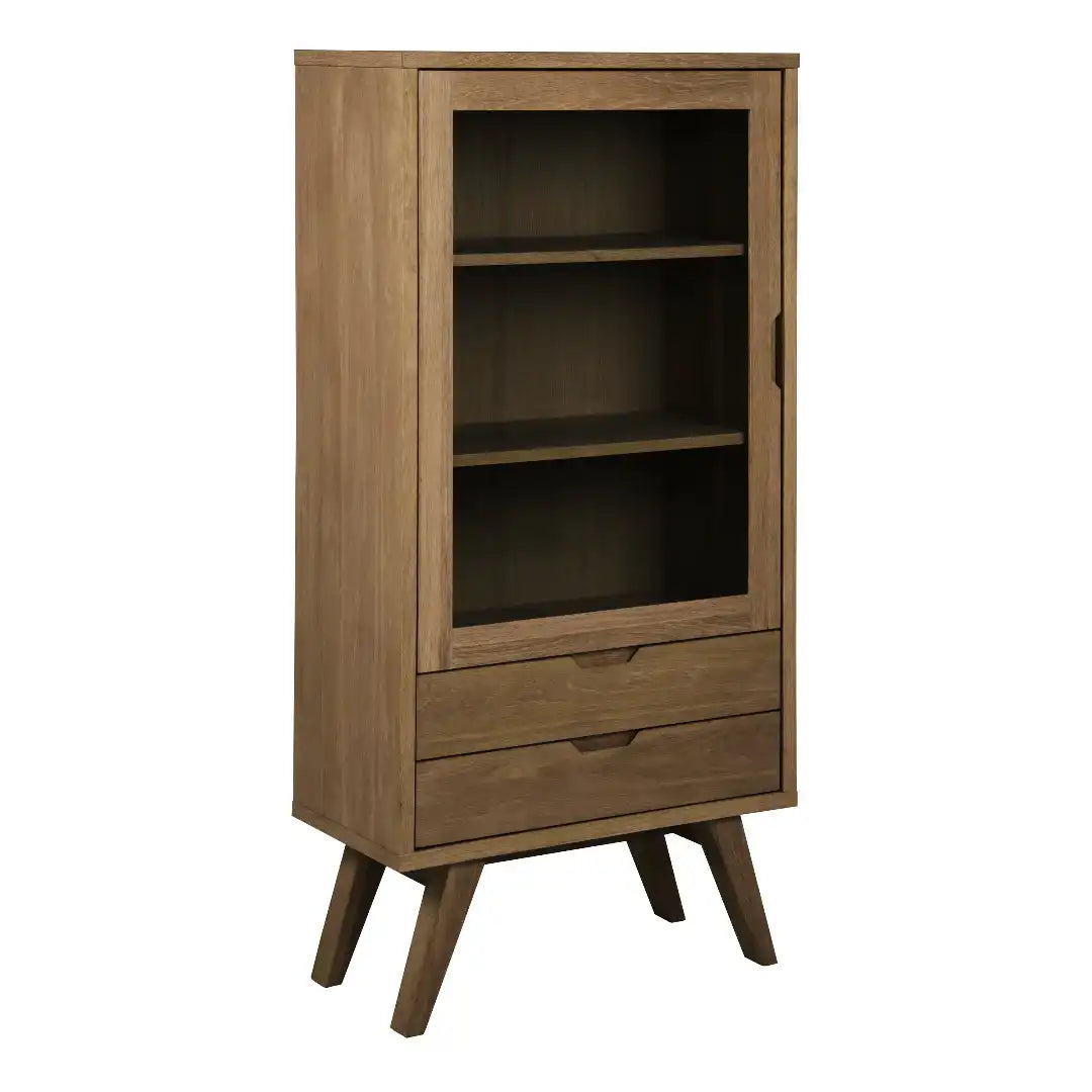 A-Line Display Cabinet with 2 Drawers and 2 Shelves in Smoked Oak - Price Crash Furniture