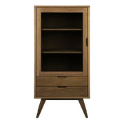 A-Line Display Cabinet with 2 Drawers and 2 Shelves in Smoked Oak - Price Crash Furniture