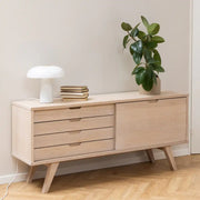 A-Line Sideboard with 4 Drawers and Sliding Door in White Oak - Price Crash Furniture
