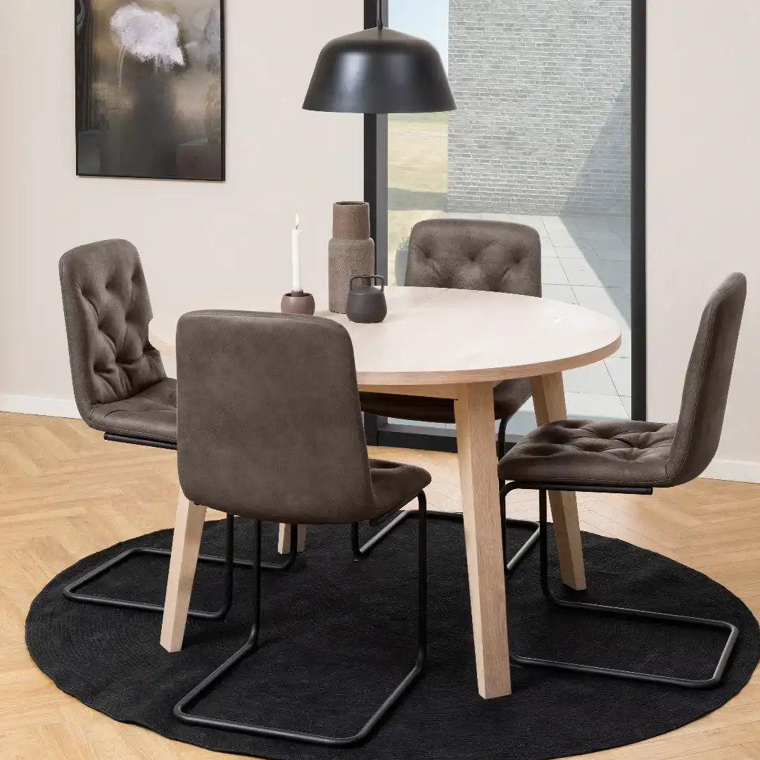 A-Line Round Dining Table in White Oak - Price Crash Furniture