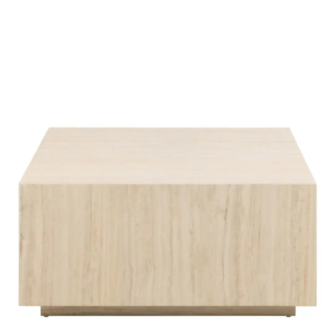 Dice Square Coffee Table in Light Travertine Effect 90x90x42cm - Price Crash Furniture