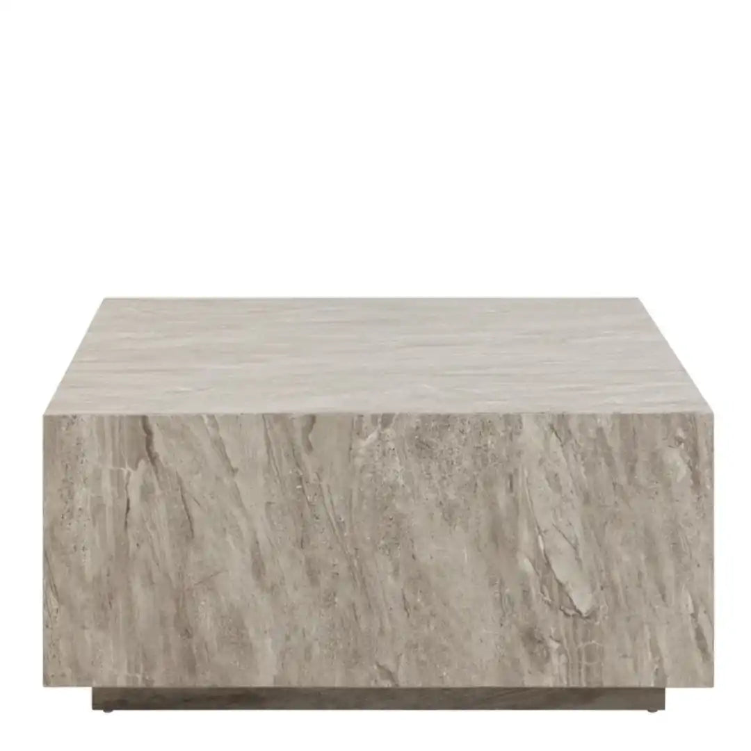 Dice Square Coffee Table in Grey Marble 90x90x42cm - Price Crash Furniture
