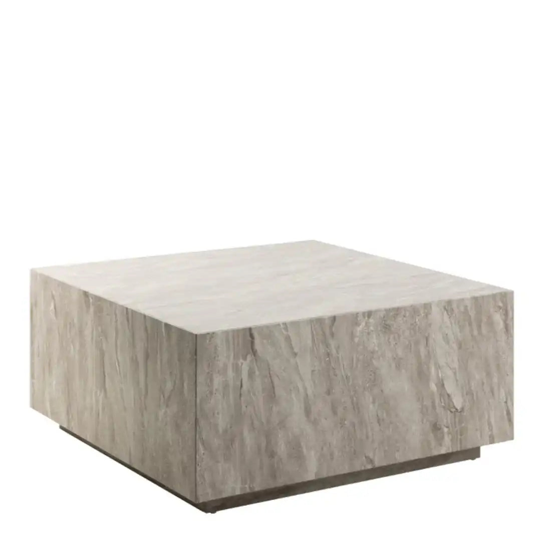 Dice Square Coffee Table in Grey Marble 90x90x42cm - Price Crash Furniture
