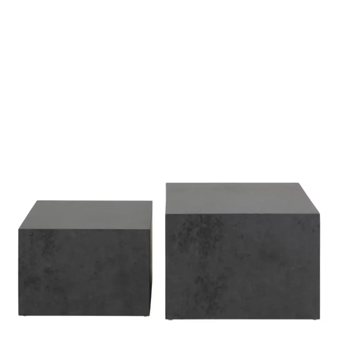 Dice Square Coffee Table Set in Black Ocean Rough Paper - Price Crash Furniture
