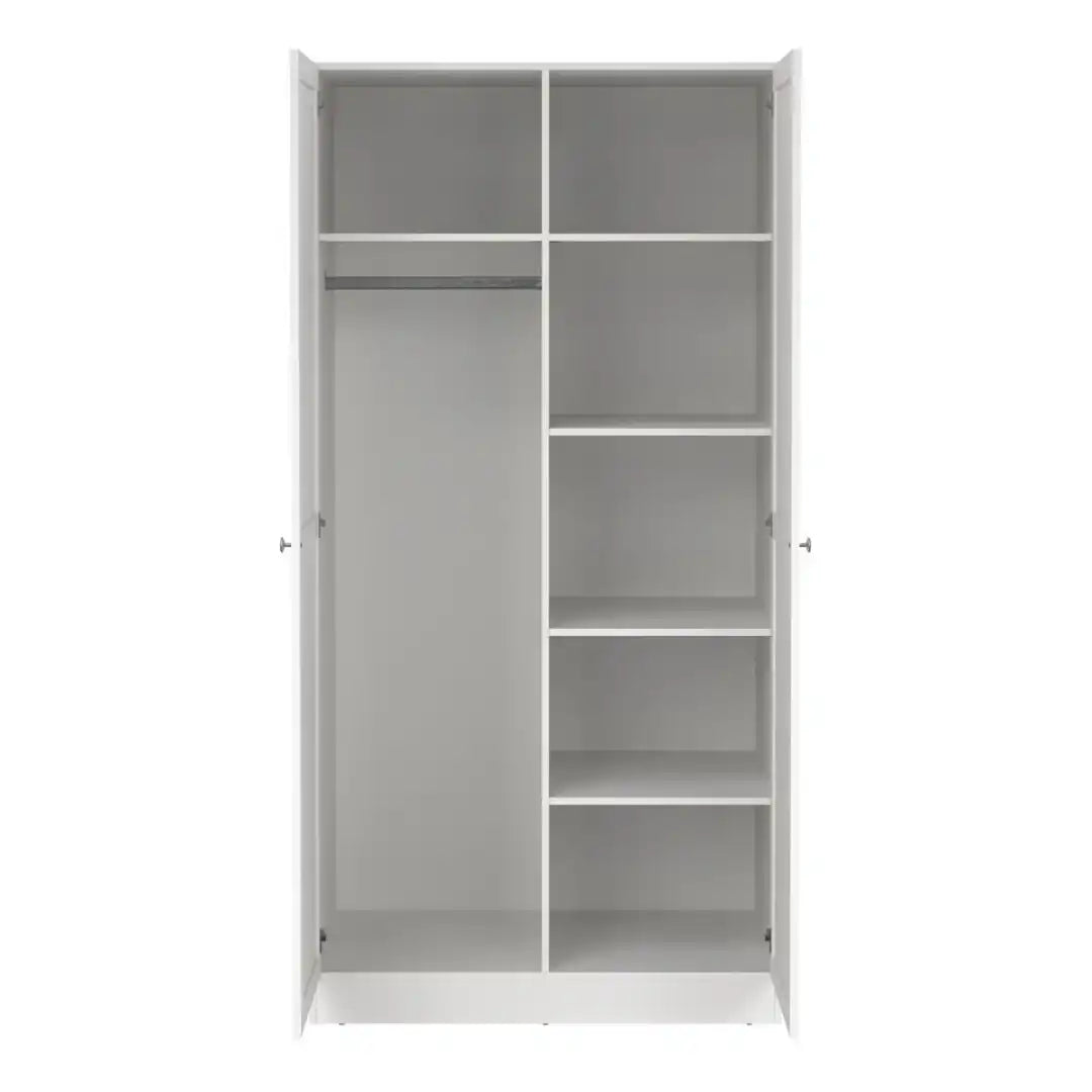 Brande Wardrobe with 2 Frame Doors in White - Price Crash Furniture