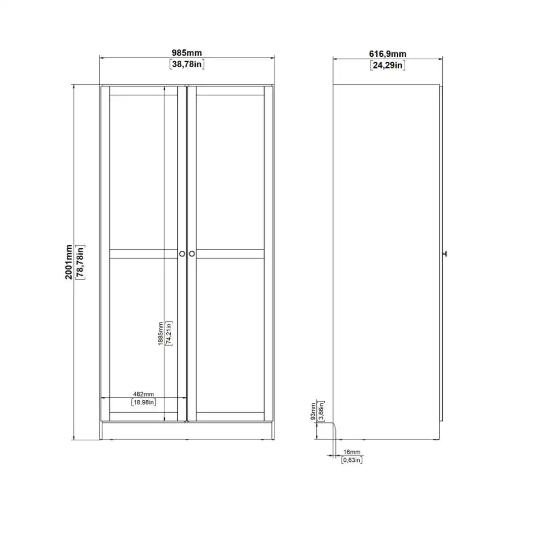 Brande Wardrobe with 2 Frame Doors in White - Price Crash Furniture