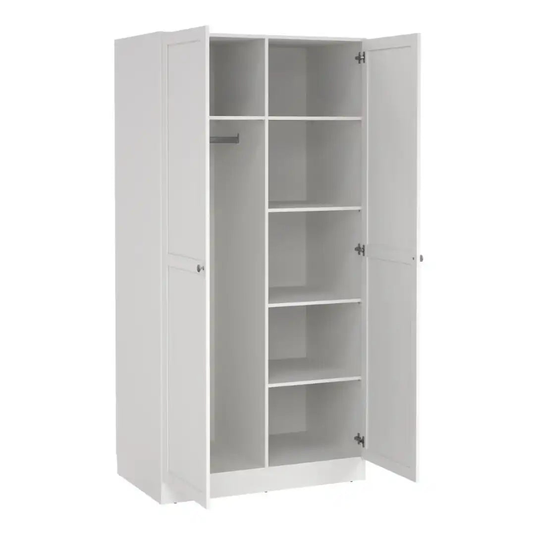 Brande Wardrobe with 2 Frame Doors in White - Price Crash Furniture