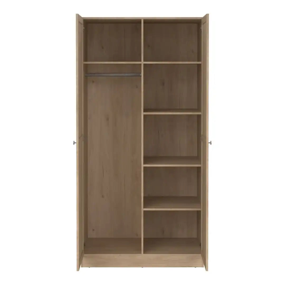 Brande Wardrobe with 2 Frame Doors in Jackson Hickory - Price Crash Furniture