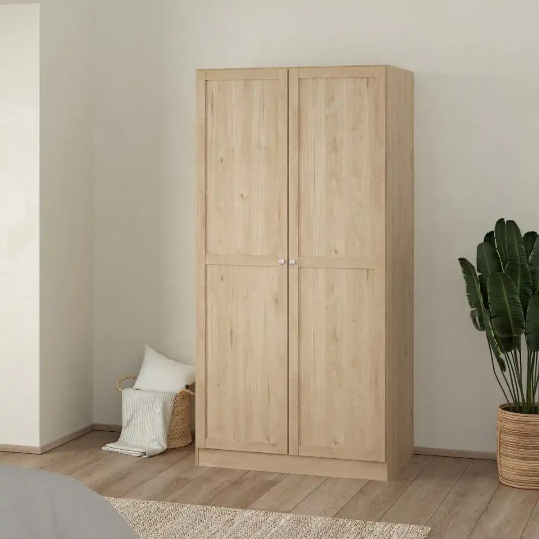 Brande Wardrobe with 2 Frame Doors in Jackson Hickory - Price Crash Furniture