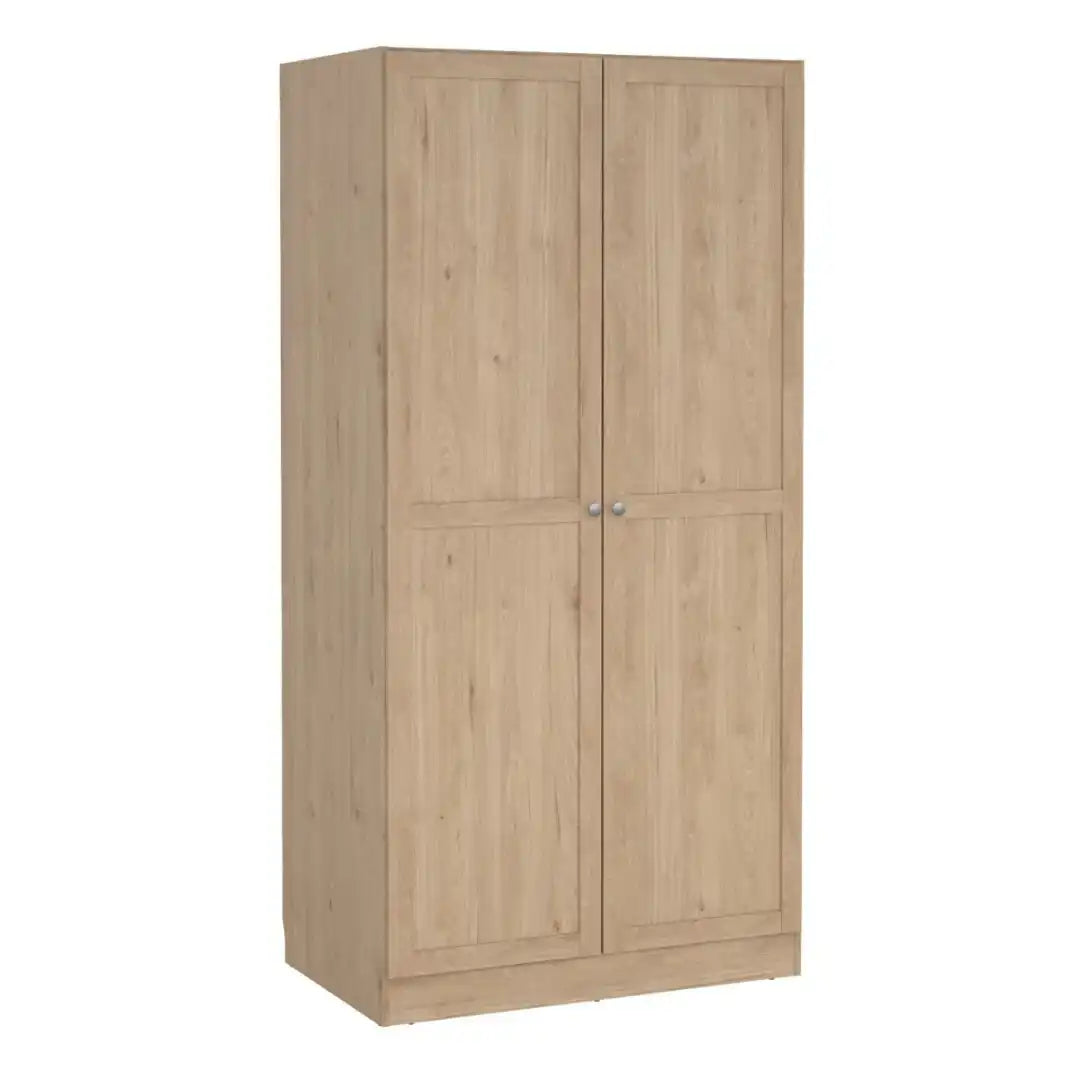 Brande Wardrobe with 2 Frame Doors in Jackson Hickory - Price Crash Furniture