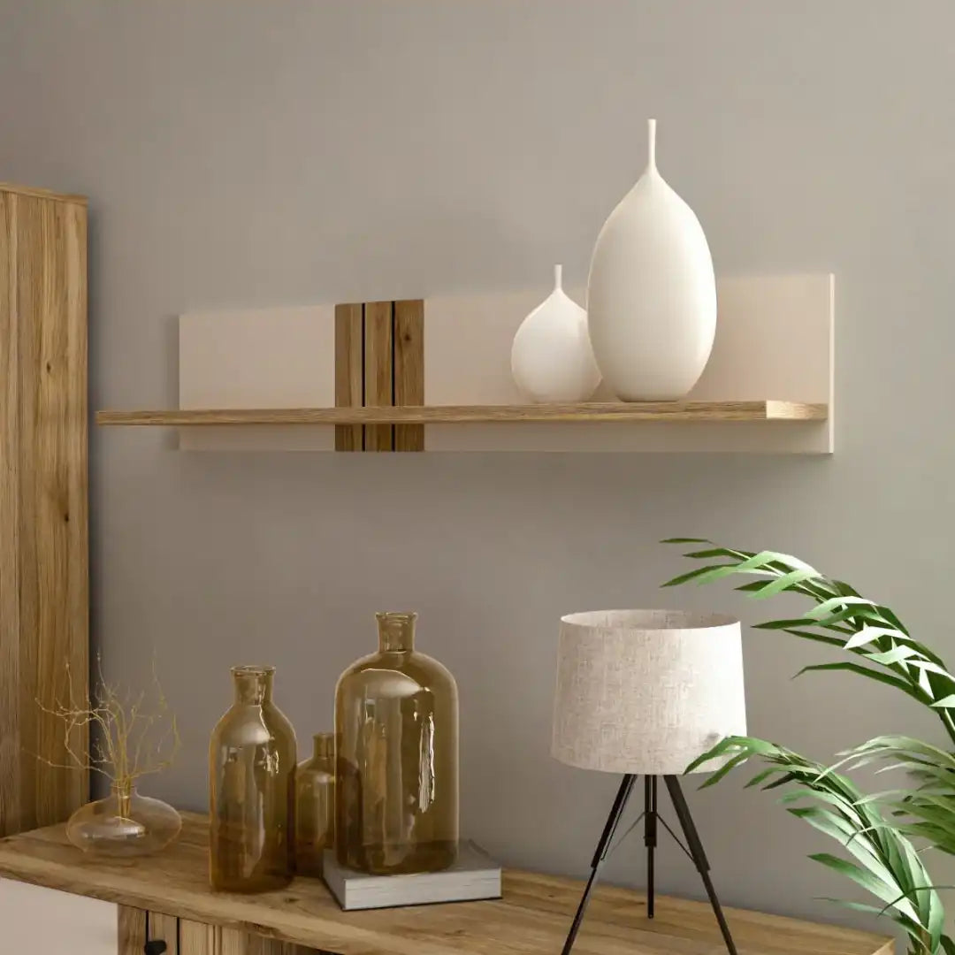 Grafton Wall Shelf In Cream and Oak - Price Crash Furniture