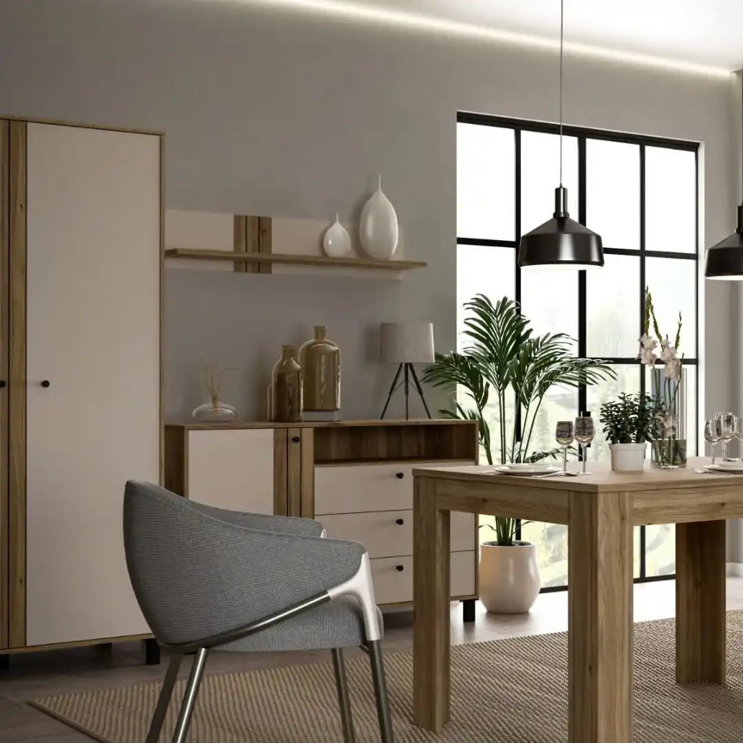 Grafton Wall Shelf In Cream and Oak - Price Crash Furniture