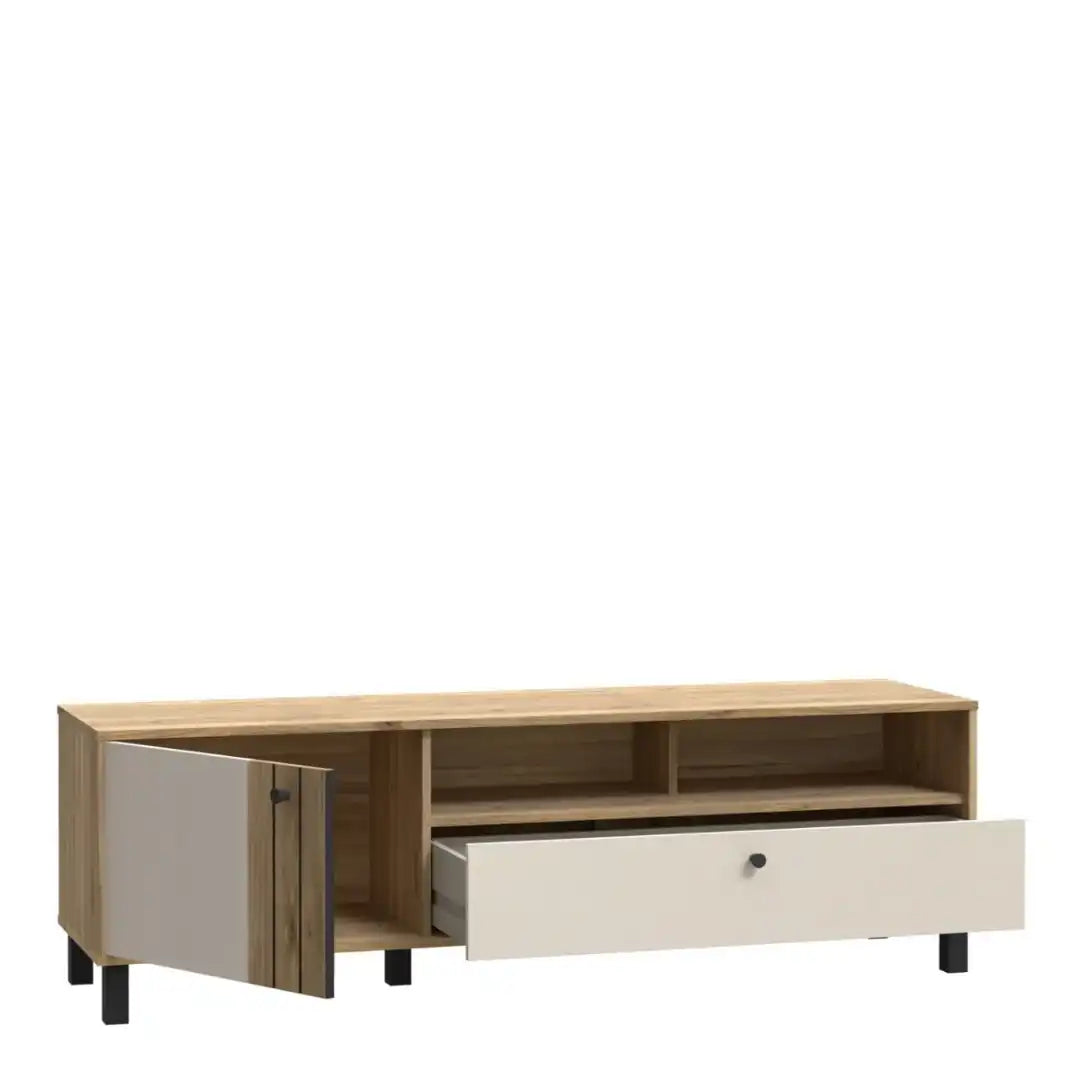 Grafton TV Unit in Cream and Oak - Price Crash Furniture