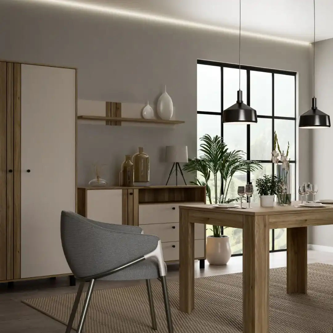 Grafton 1 Door 3 Drawer Chest In Cream and Oak - Price Crash Furniture