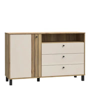 Grafton 1 Door 3 Drawer Chest In Cream and Oak - Price Crash Furniture