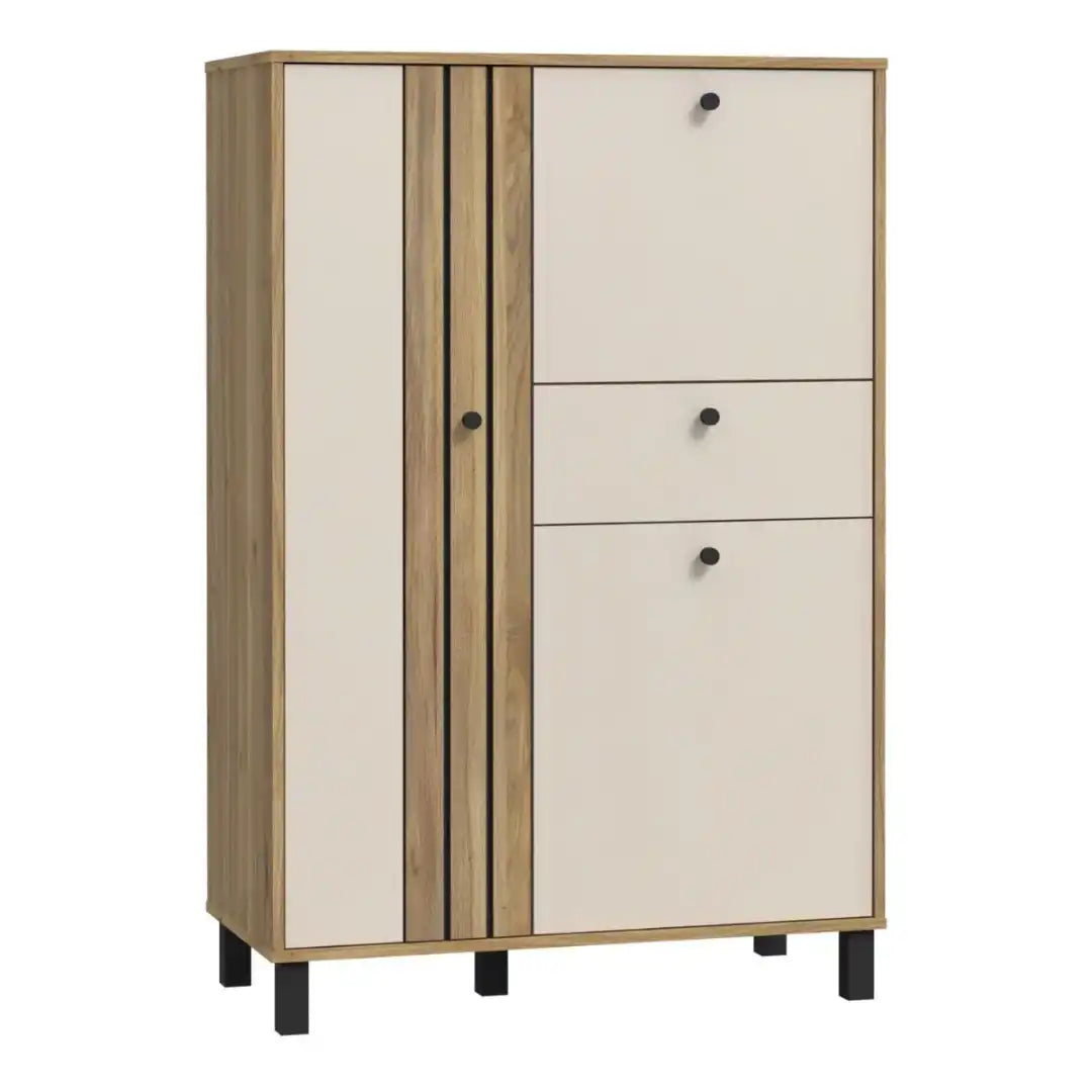 Grafton 3 Door 1 Drawer Cabinet In Cream and Oak - Price Crash Furniture