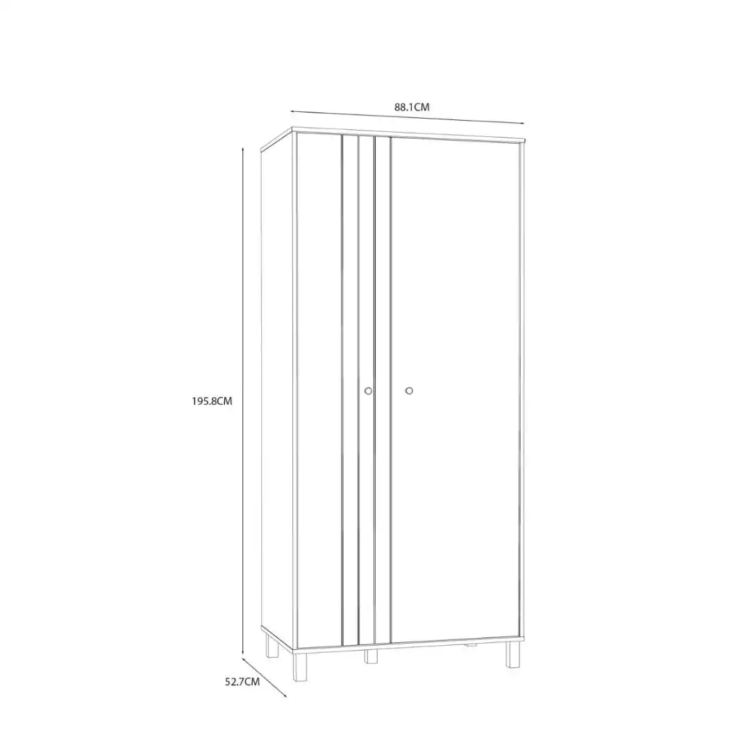 Grafton 2 Door Wardrobe In Cream and Oak - Price Crash Furniture