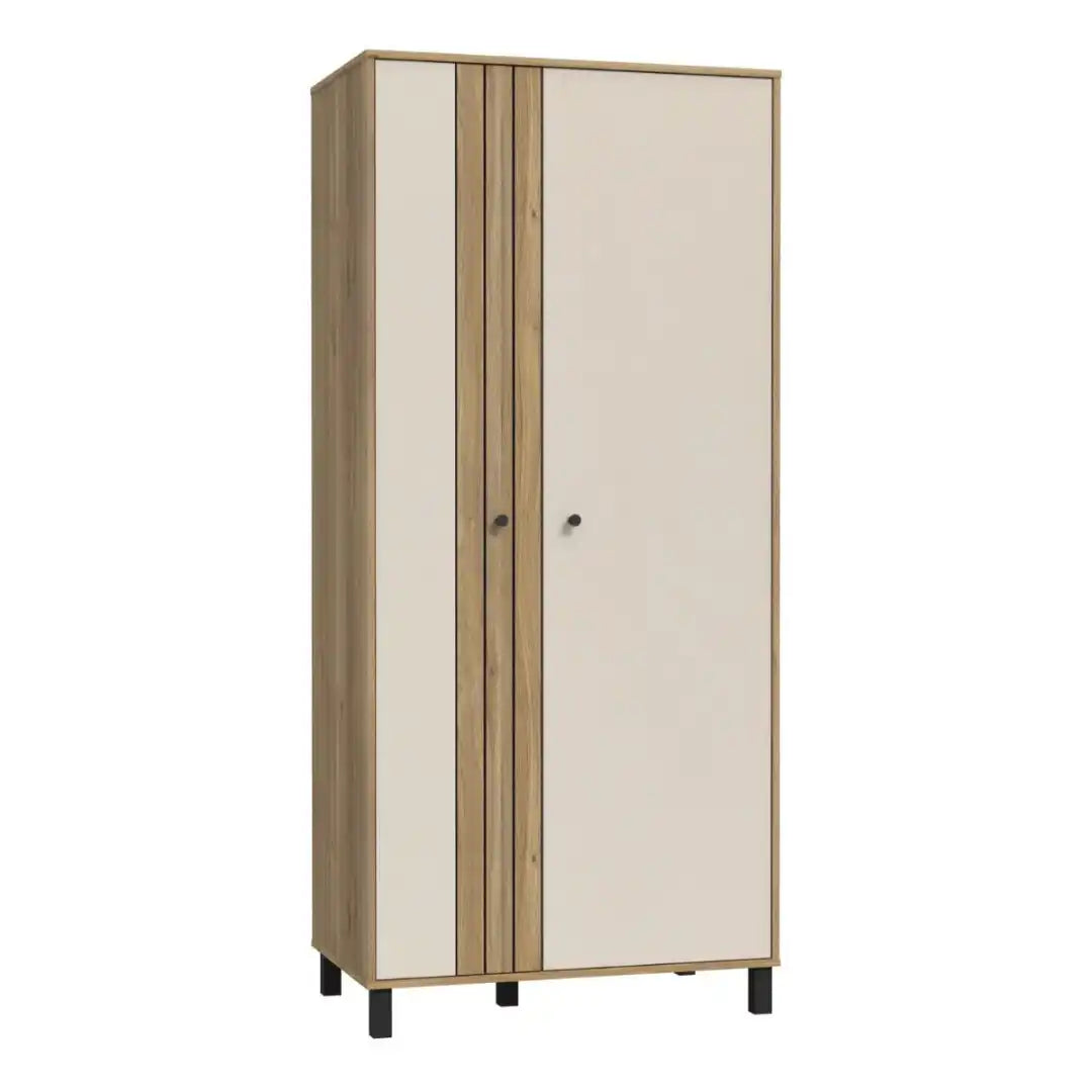 Grafton 2 Door Wardrobe In Cream and Oak - Price Crash Furniture