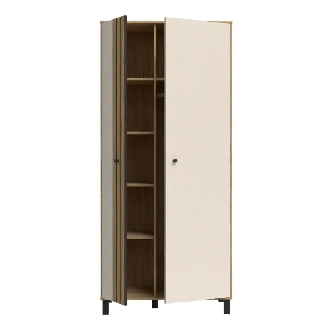 Grafton 2 Door Wardrobe In Cream and Oak - Price Crash Furniture