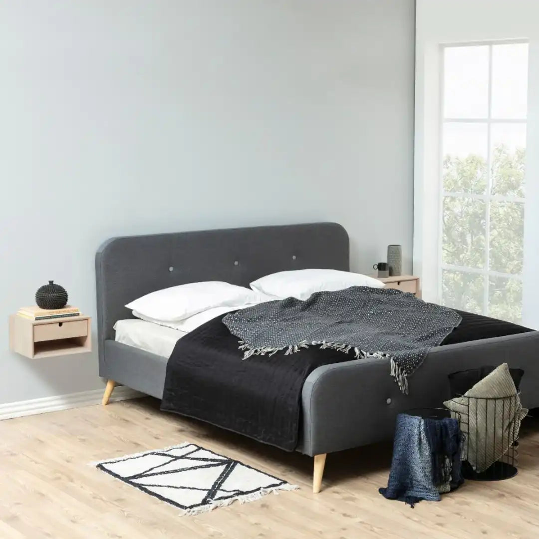 Century 1 Drawer Wall Mounted Bedside Table in Oak - Price Crash Furniture