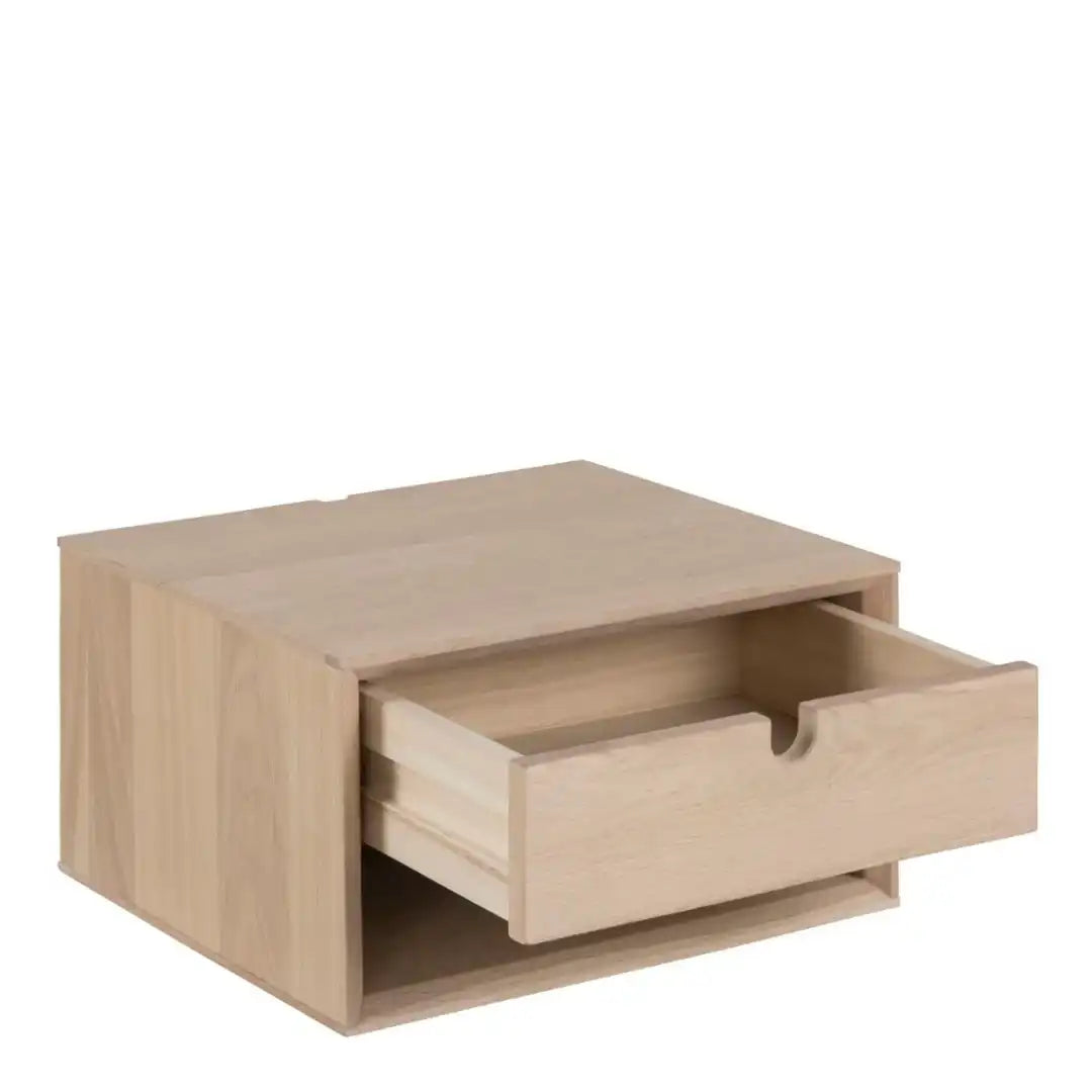 Century 1 Drawer Wall Mounted Bedside Table in Oak - Price Crash Furniture