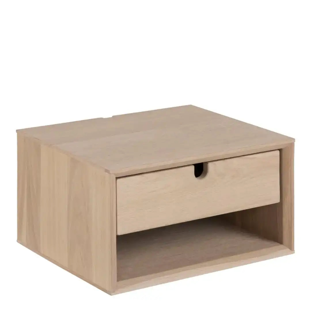 Century 1 Drawer Wall Mounted Bedside Table in Oak - Price Crash Furniture