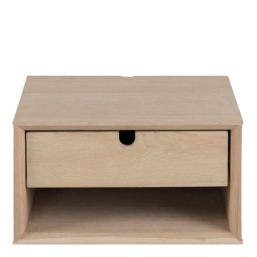 Century 1 Drawer Wall Mounted Bedside Table in Oak - Price Crash Furniture
