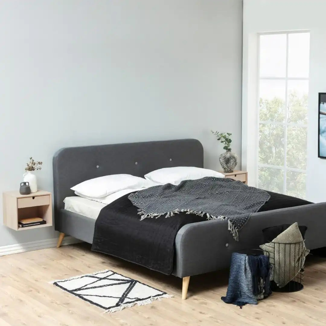 Century 1 Drawer Wall Mounted Bedside Table in White Oak - Price Crash Furniture