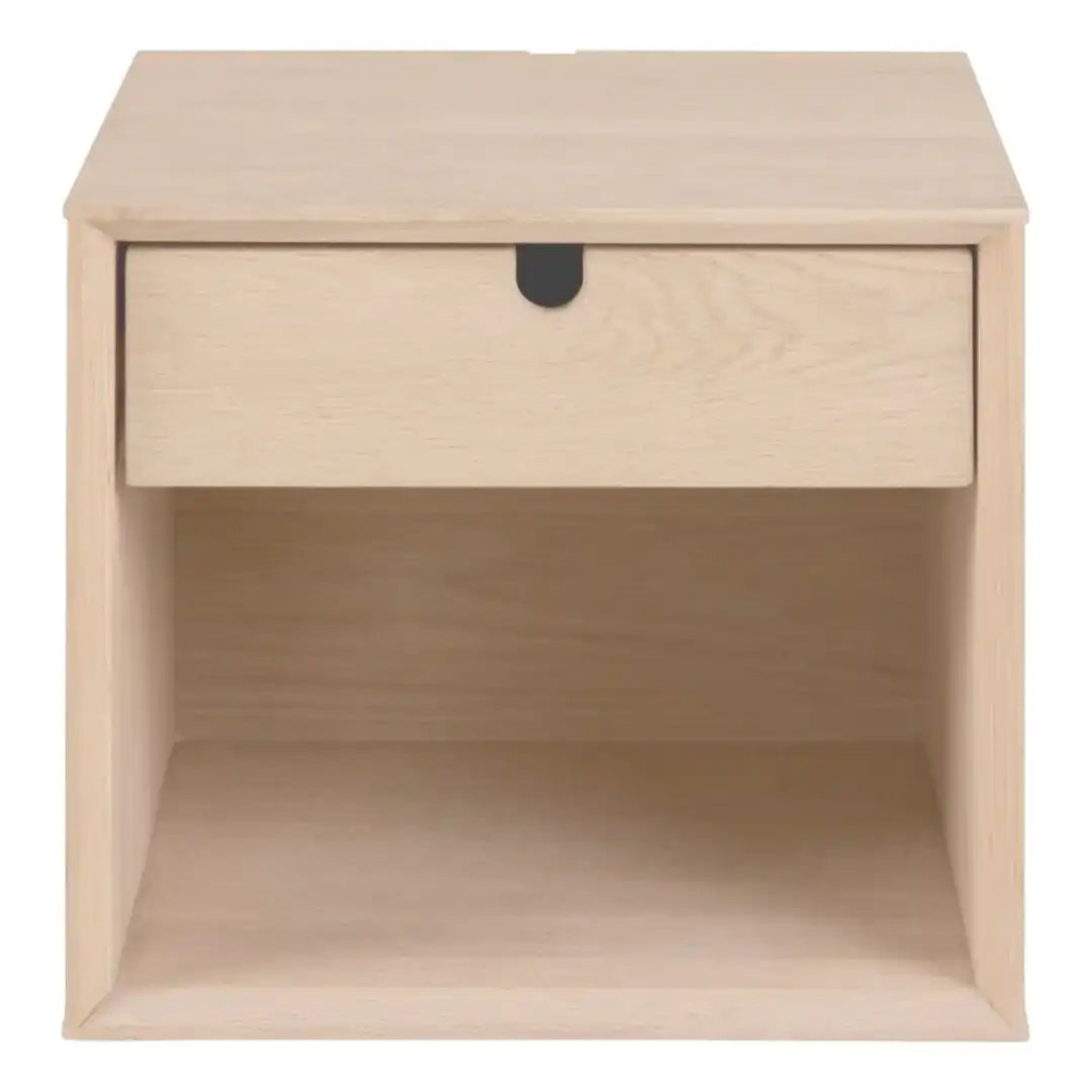 Century 1 Drawer Wall Mounted Bedside Table in White Oak - Price Crash Furniture