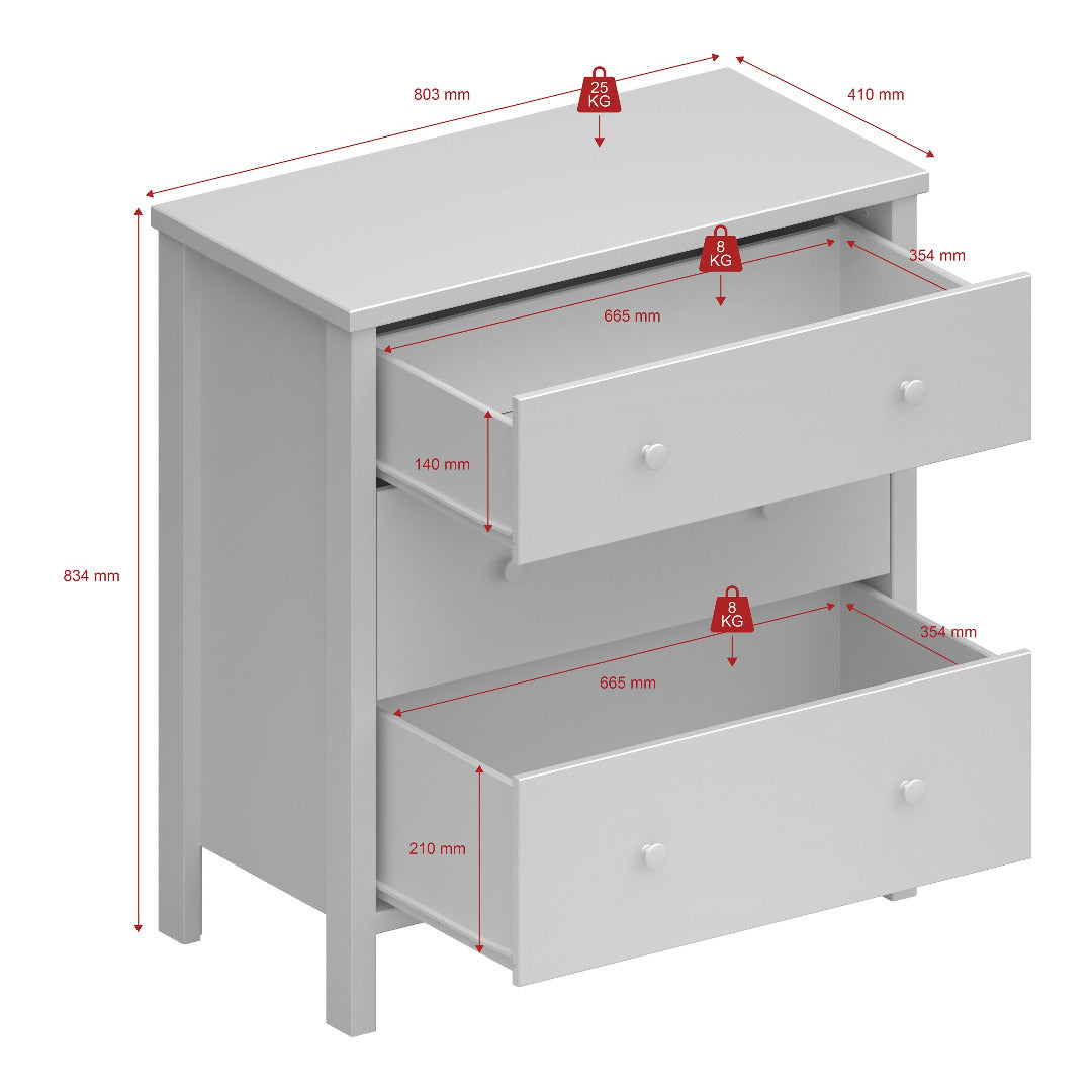 Steens Chest of Drawers, MDF, White, One Size - Price Crash Furniture