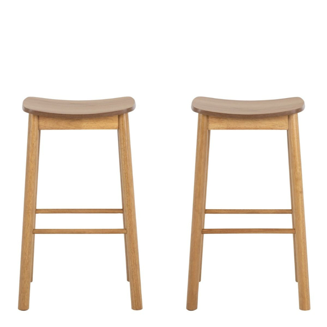 Barlow Bar Stool Without Back in Matt Oak Set of 2 - Price Crash Furniture