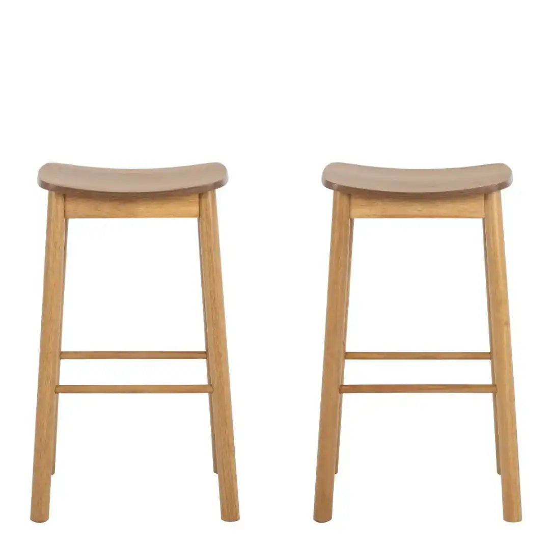 Barlow Bar Stool Without Back in Matt Oak Set of 2 - Price Crash Furniture
