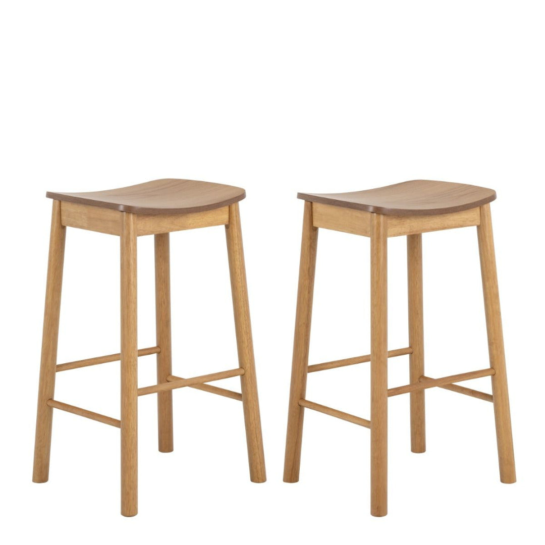 Barlow Bar Stool Without Back in Matt Oak Set of 2 - Price Crash Furniture