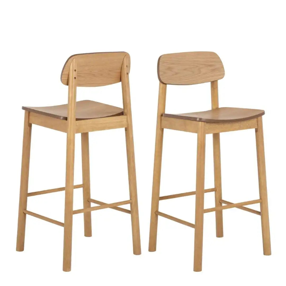 Barlow Bar Table in Matt Oak includes 2 Barlow Bar Stool in Matt Oak - Price Crash Furniture