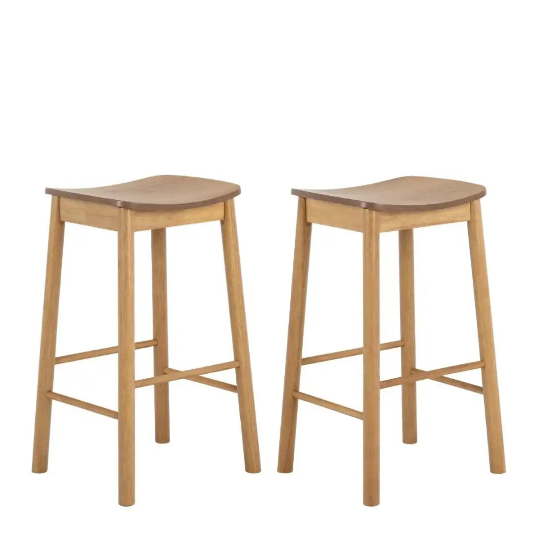 Barlow Bar Table in Matt Oak Includes 2 Barlow Bar Stool Without Back in Matt Oak - Price Crash Furniture