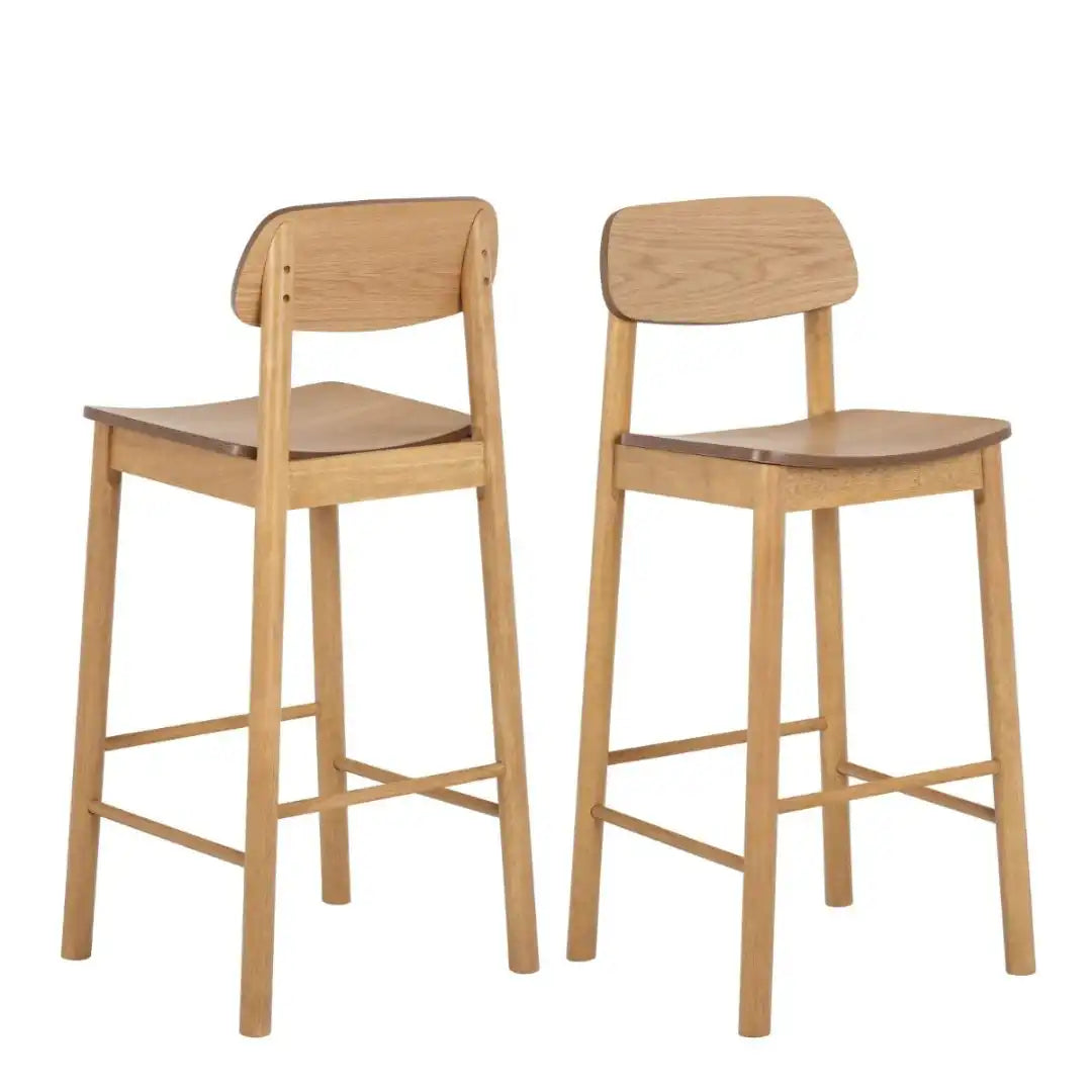 Barlow Bar Stool in Matt Oak Set of 2 - Price Crash Furniture