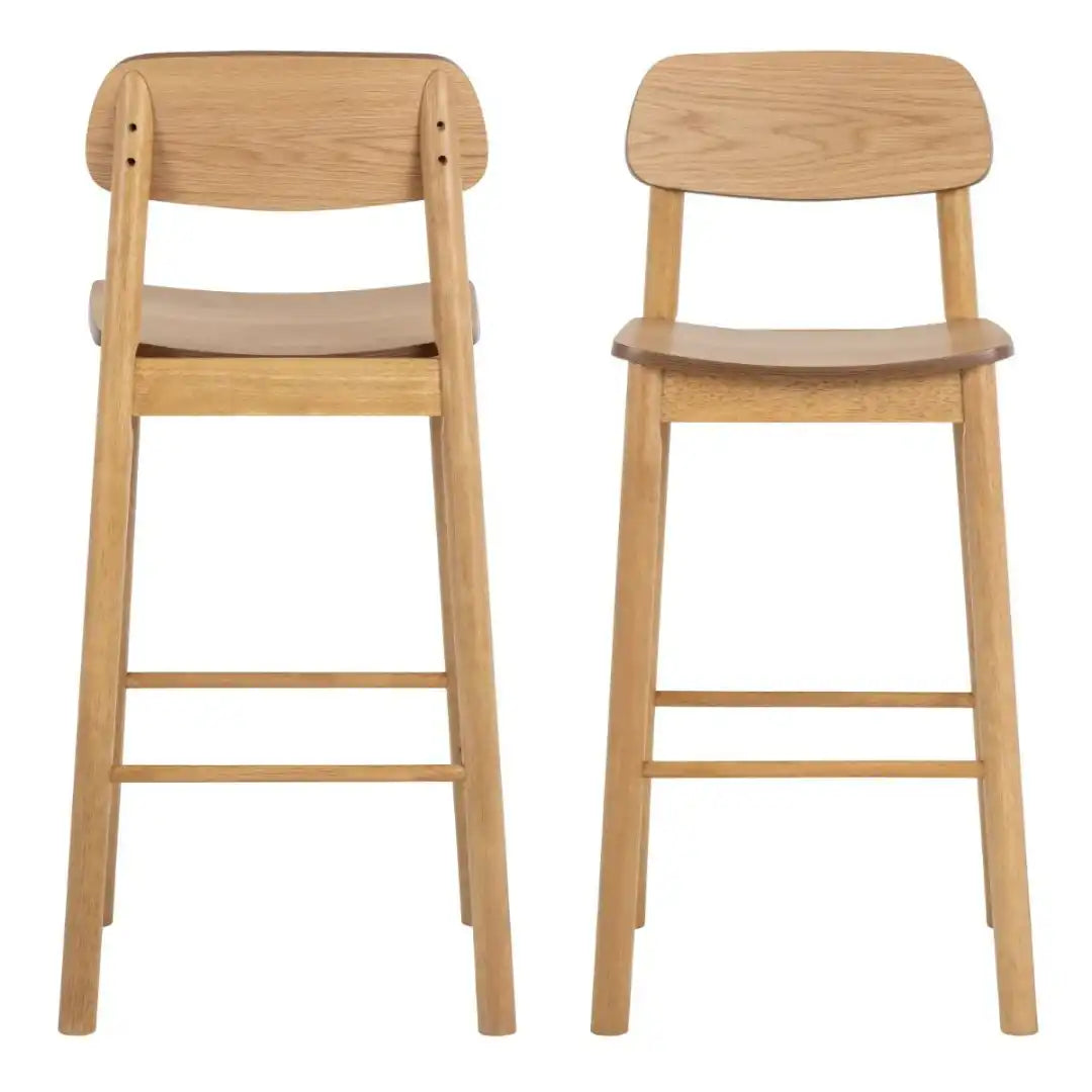 Barlow Bar Stool in Matt Oak Set of 2 - Price Crash Furniture