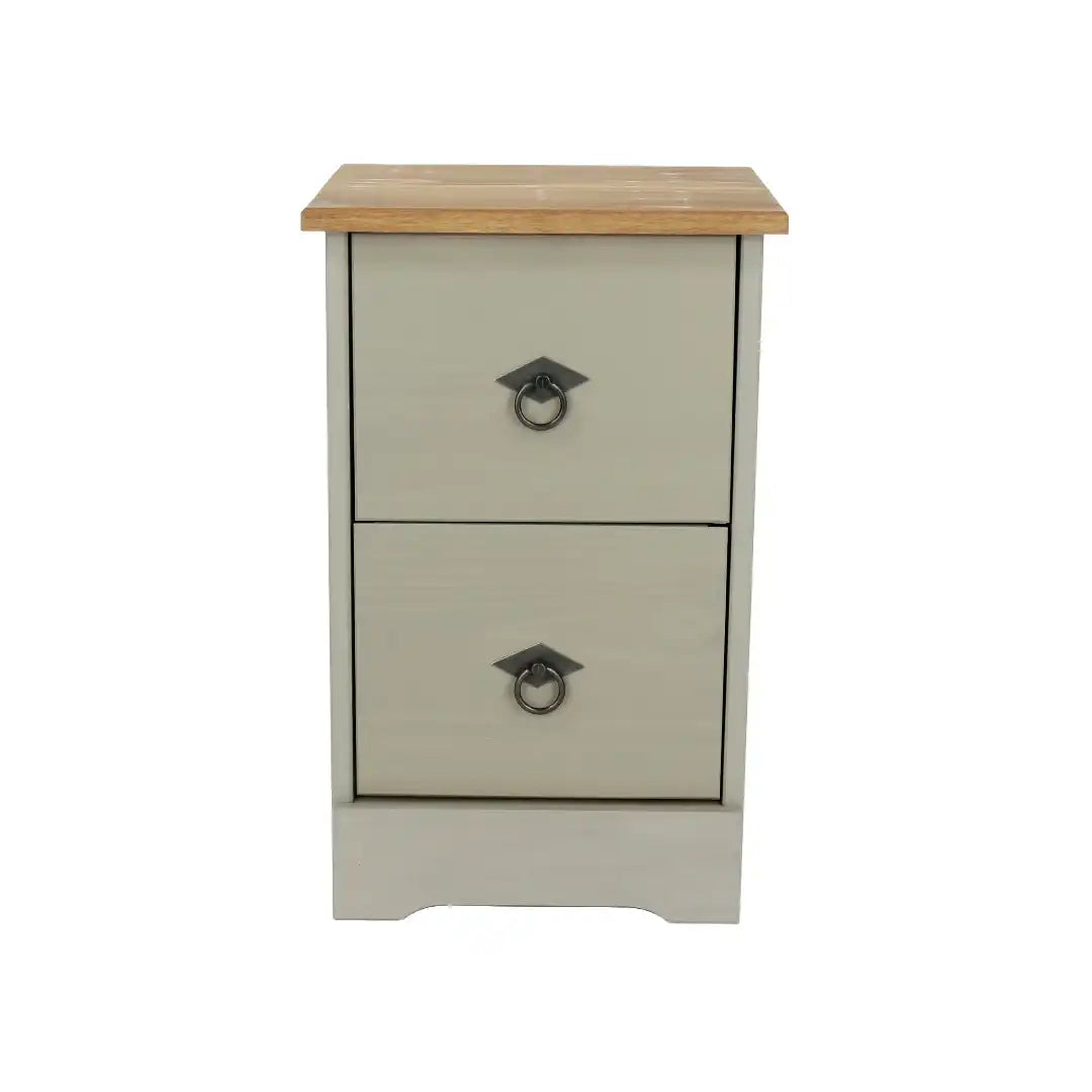 Grey Compact Corona 2 Drawer Bedside Cabinet - Price Crash Furniture