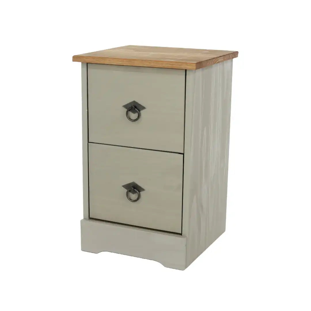 Grey Compact Corona 2 Drawer Bedside Cabinet - Price Crash Furniture