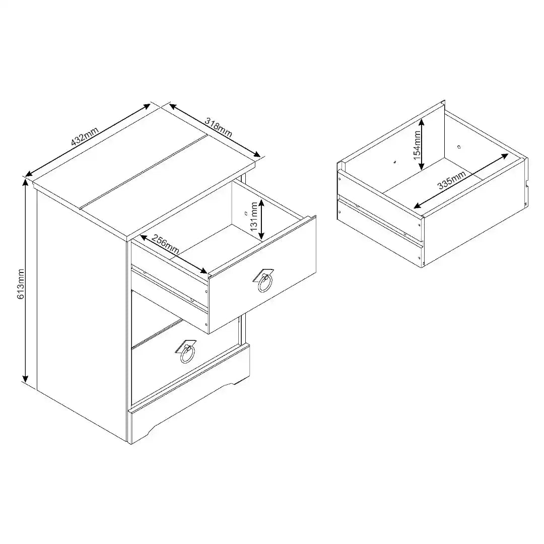 Grey Compact Corona 3 Drawer Bedside Cabinet - Price Crash Furniture