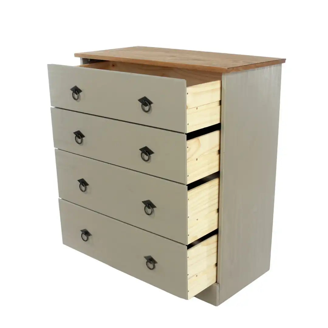 Grey Compact Corona 4 Drawer Chest - Price Crash Furniture