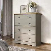 Grey Compact Corona 4 Drawer Chest - Price Crash Furniture
