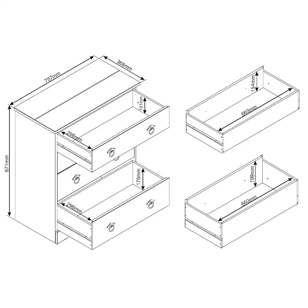 Grey Compact Corona 4 Drawer Chest - Price Crash Furniture