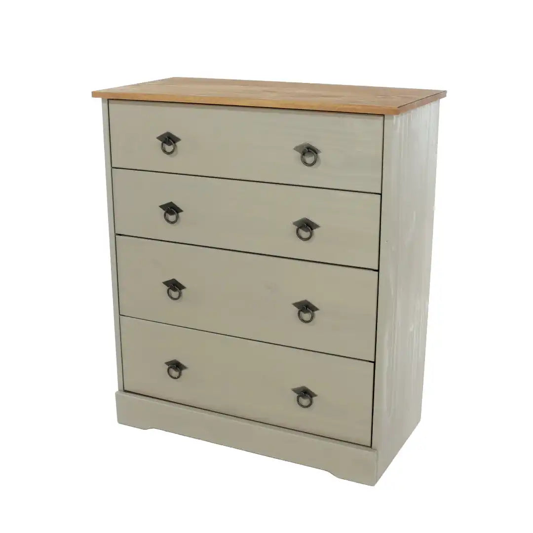 Grey Compact Corona 4 Drawer Chest - Price Crash Furniture